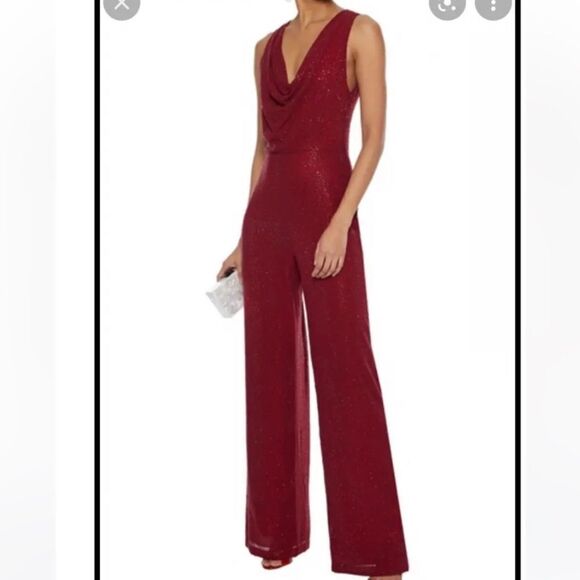 Alice + Olivia  jumpsuit Womens Size 6 Red Wine Sleeveless Pants Straight - Picture 2 of 16